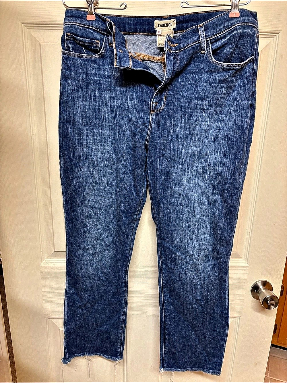L'Agence Ruth High Rise Straight Leg Jeans Blue Waist 31